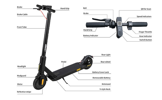 Vespa eléctrica compartida color negro 8,5&quot; tamaño del neumático con la batería desprendible potente