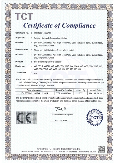 China Freego High-Tech Corporation Limited Co., Ltd. certificaciones